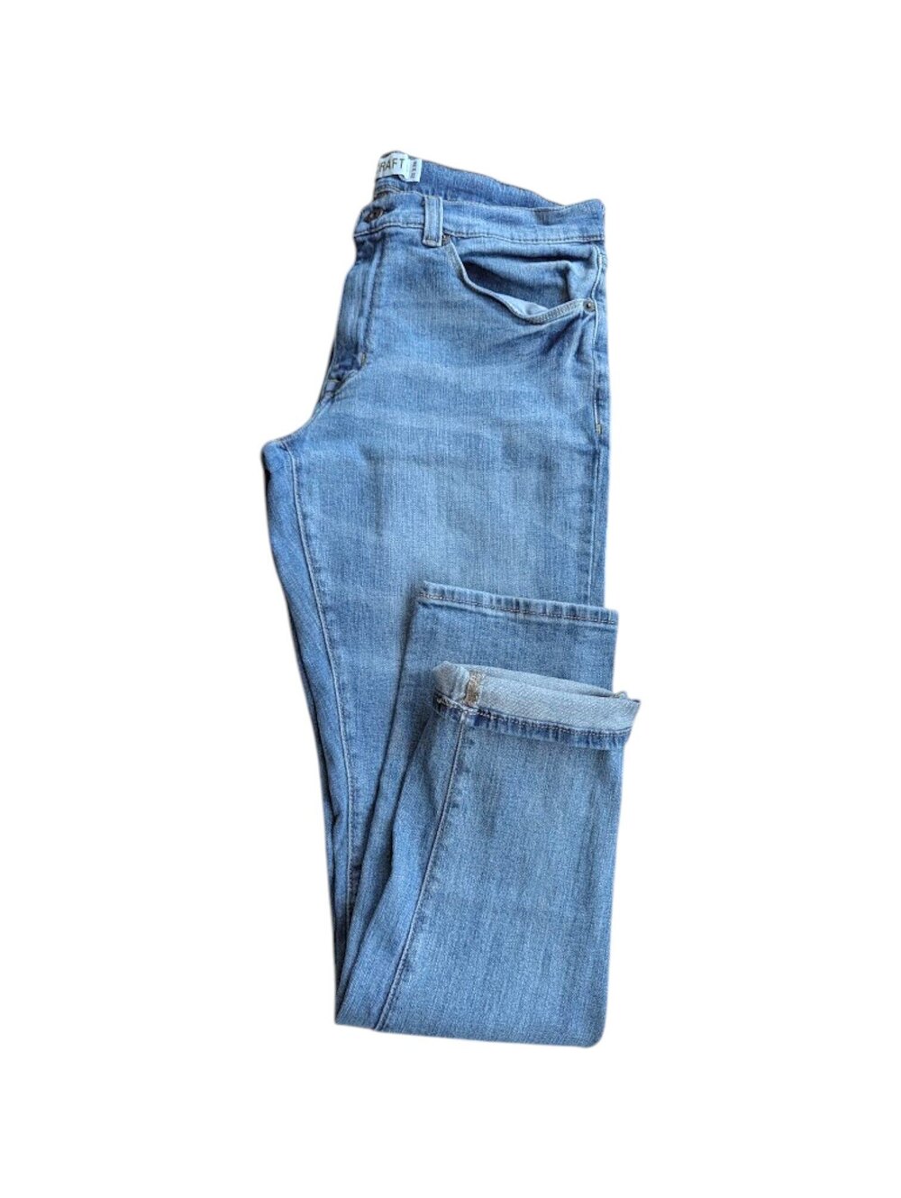 True Craft Mens 32x32 Light Wash Tapered Fit Denim Jeans Pants 16x32 10.5 Rise